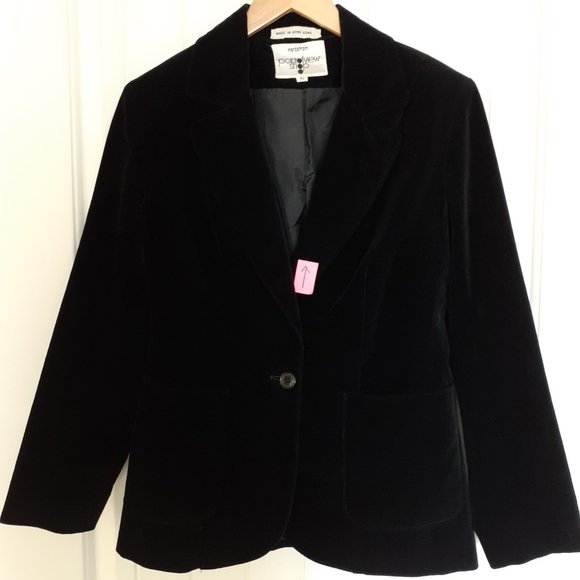 Vintage Nordstrom Point of View Velvet Single Button Blazer Black Size 10 - Picture 11 of 16